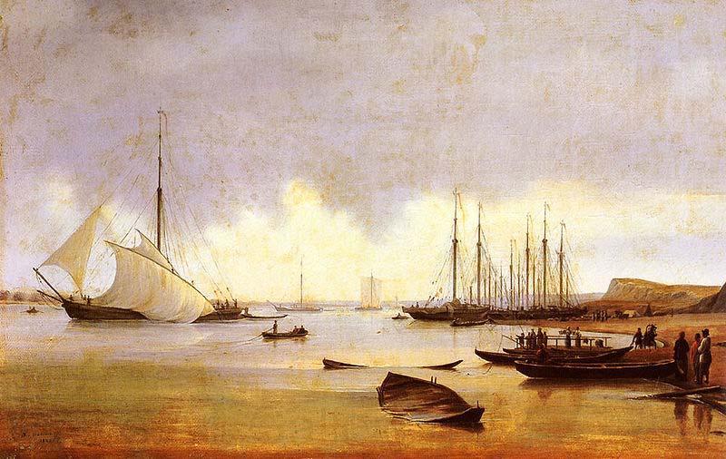 Anton Ivanov Fishing Vessels off a Jetty Spain oil painting art